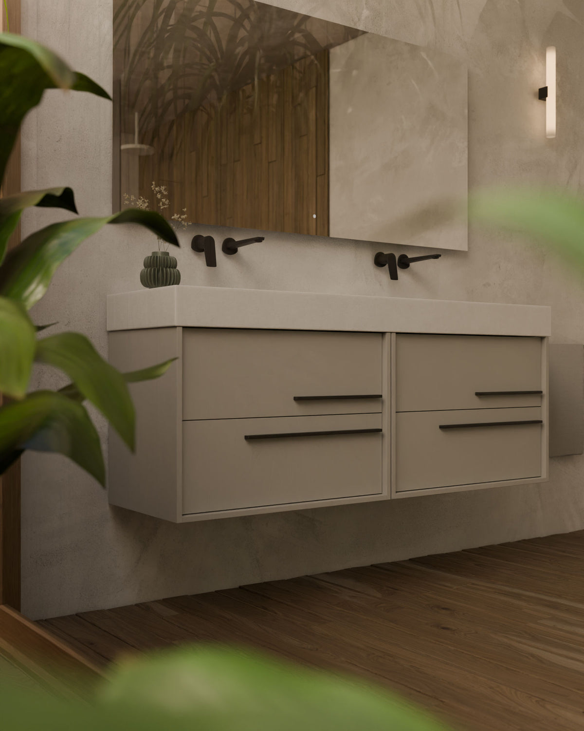 Marel 4 cajones Doble seno Topo Grafito – con lavabo integrado Toren Blanco, Faldón 10 cm, sin agujero de grifo, primer plano