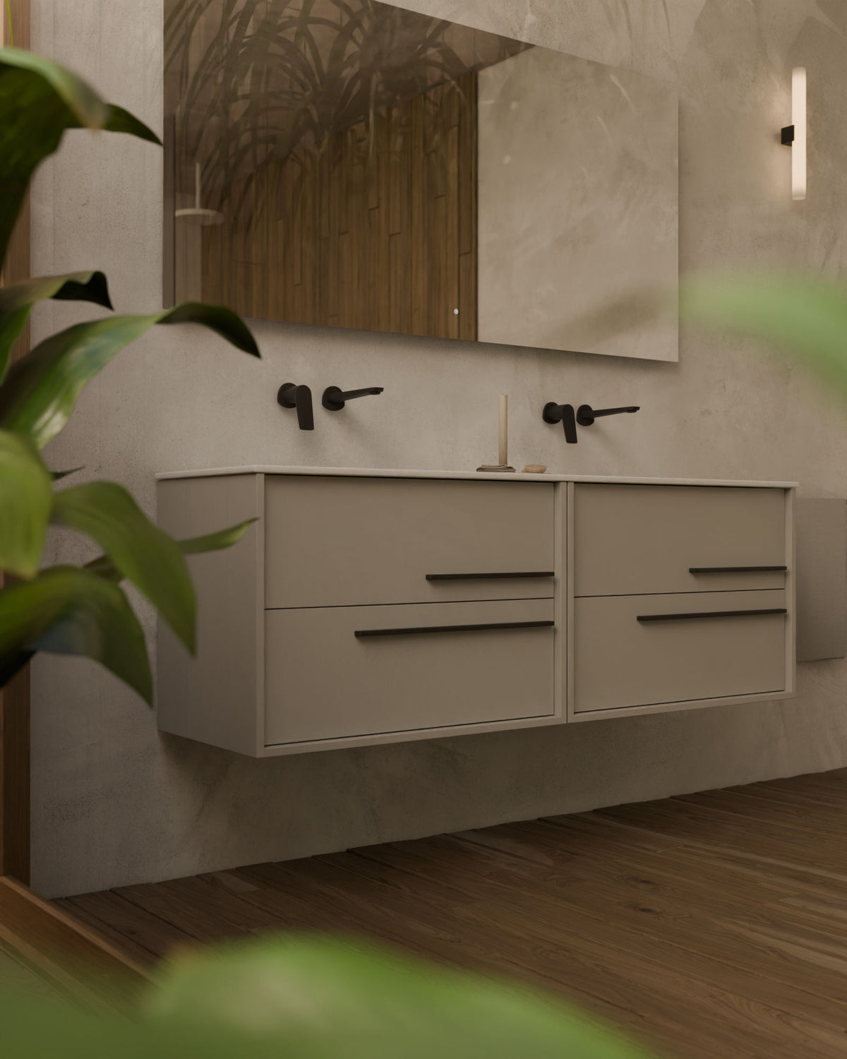 Marel 4 cajones Doble seno Topo Grafito – con lavabo integrado Toren Blanco, Faldón 2 cm, sin agujero de grifo, primer plano