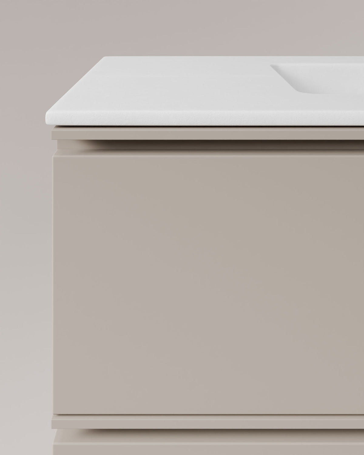 Ronda 4 cajones Doble seno Topo Topo – con lavabo integrado Toren Blanco, Faldón 2 cm, con agujero de grifo, vista de detalle