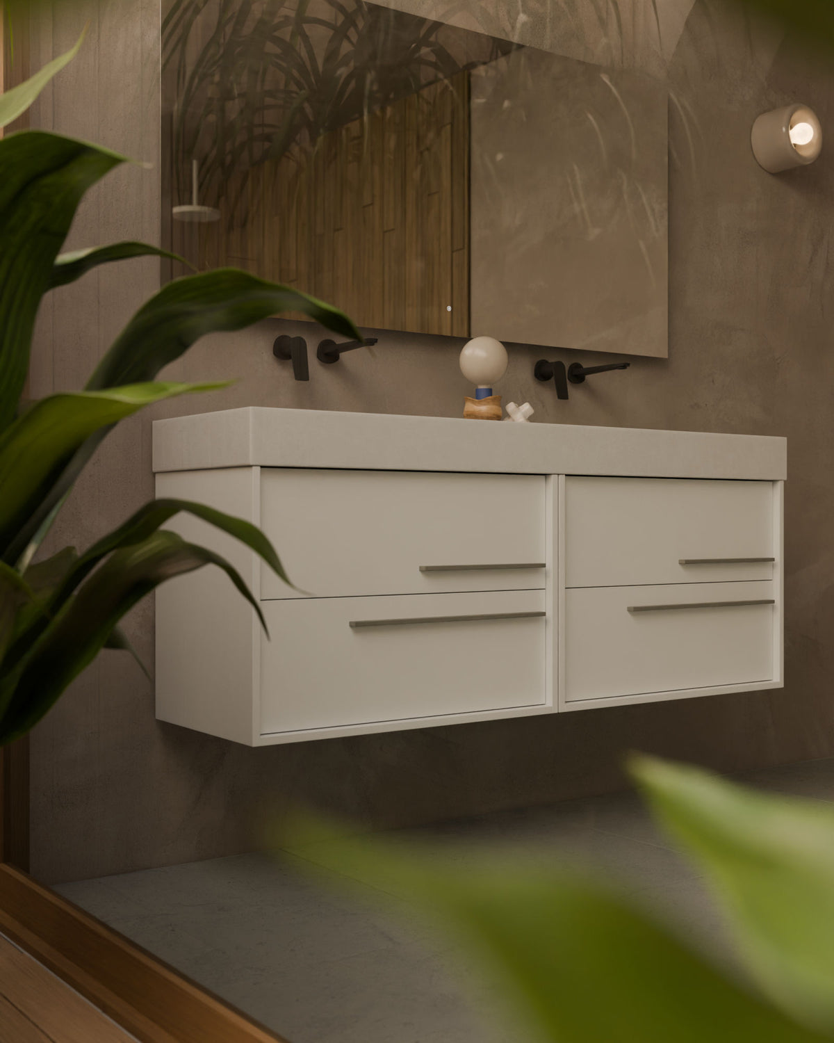 Marel 4 cajones Doble seno Blanco Cuarzo – con lavabo integrado Toren Blanco, Faldón 10 cm, sin agujero de grifo, primer plano
