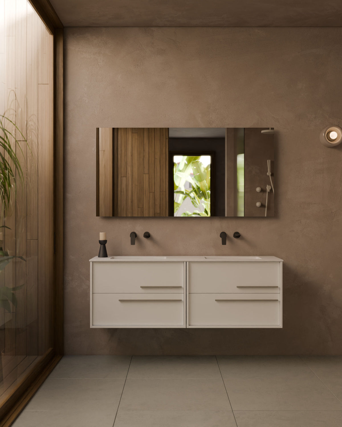 Marel 4 cajones Doble seno Blanco Cuarzo – con lavabo integrado Toren Blanco, Faldón 2 cm, sin agujero de grifo, vista frontal
