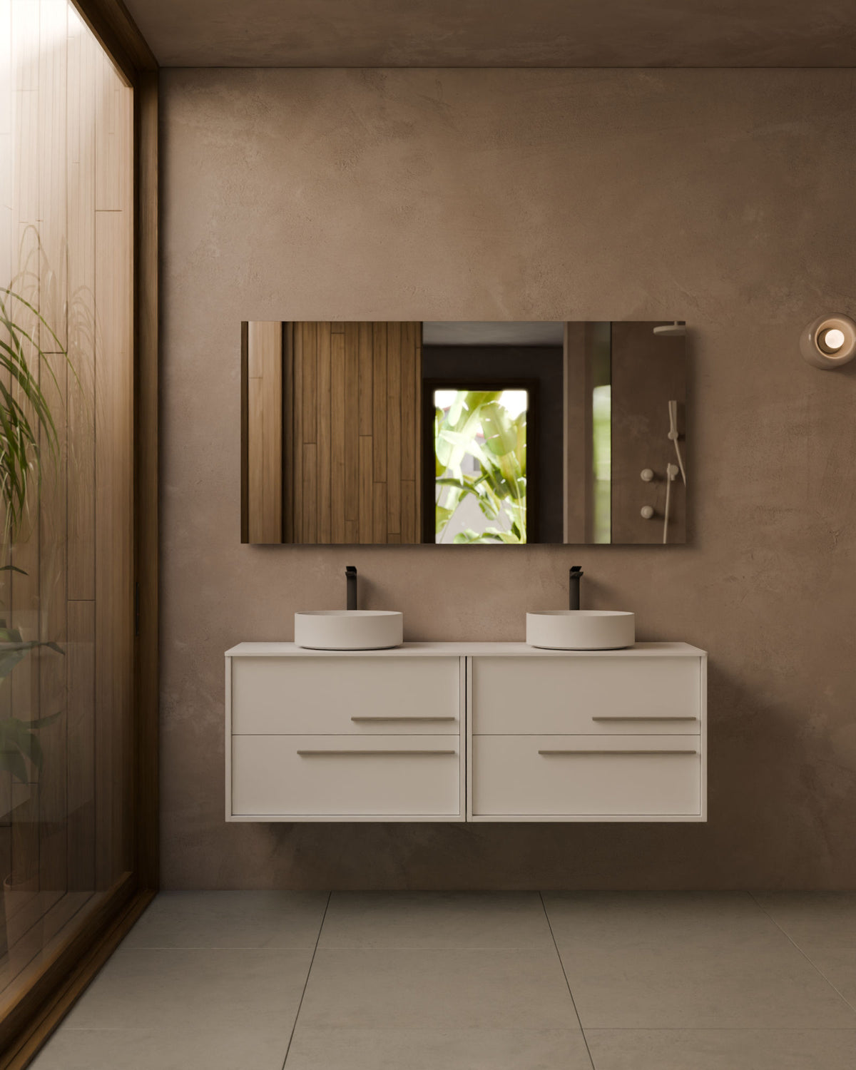 Marel 4 cajones Doble seno Blanco Cuarzo – con encimera Blanco, vista frontal
