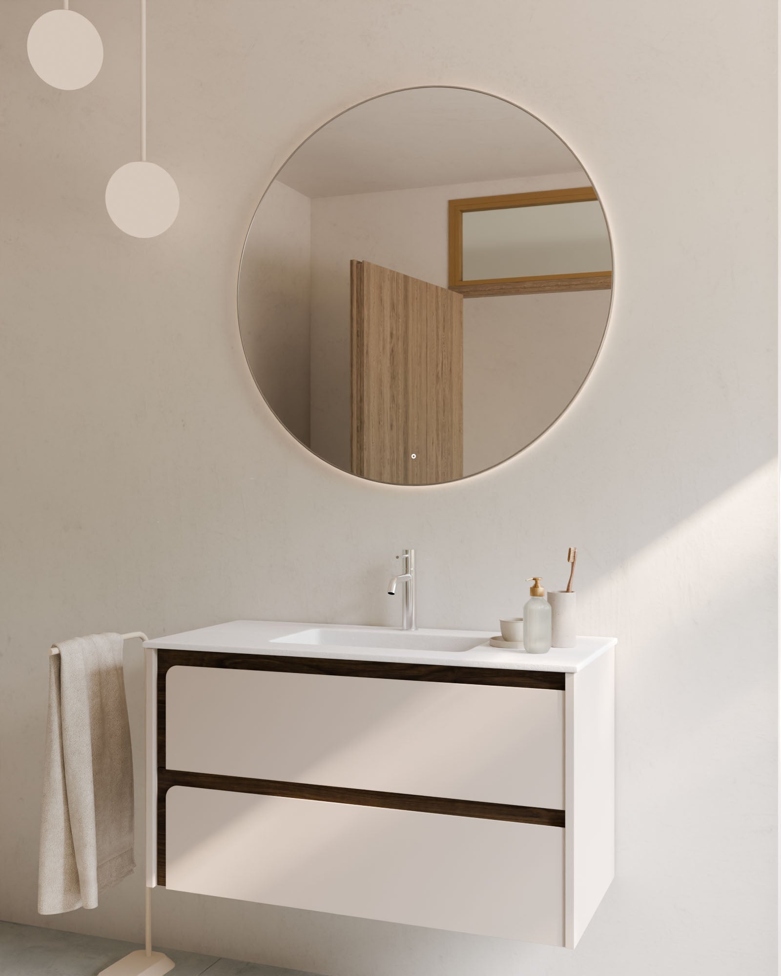 Indico 2 Schubladen Taupe Nussbaum