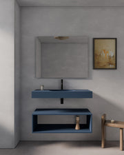 Aris lavabo mural ovale Bleu Brise simple vasque