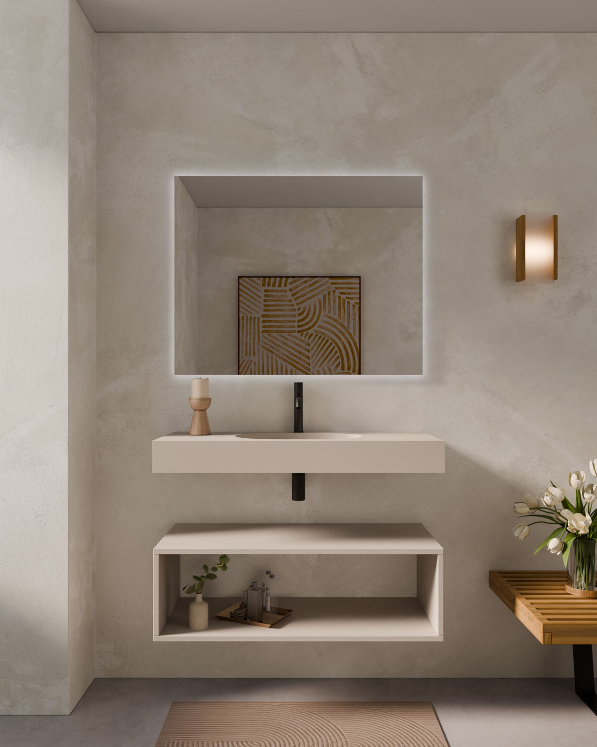 Aris lavabo mural ovale Sable simple vasque