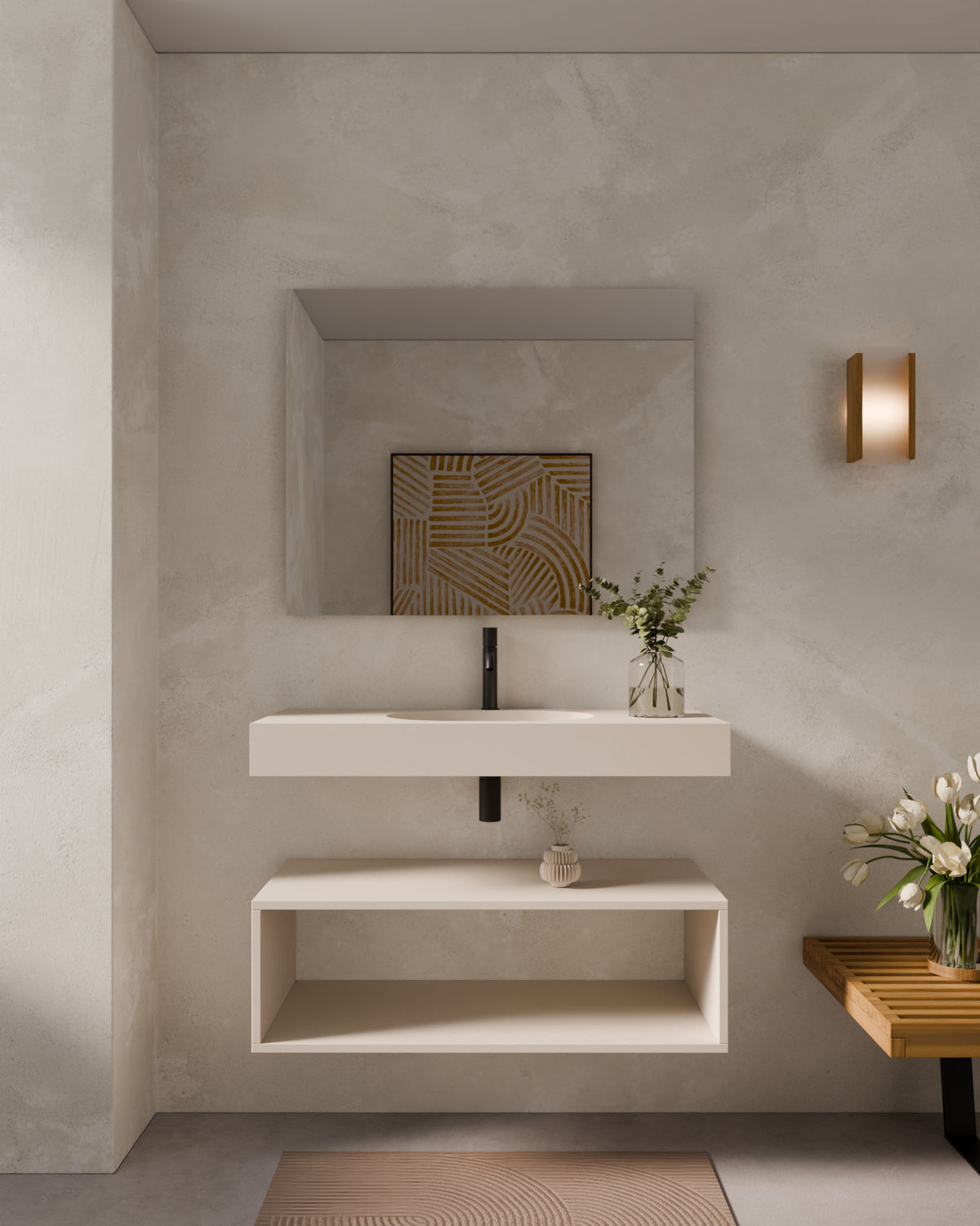 Aris lavabo mural ovale Vanille à vasque simple