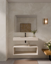 Aris lavabo mural ovale Vanille à vasque simple