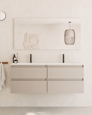 Zuri Waschtischunterschrank Taupe mit 4 Schubladen und 2 Waschbecken
